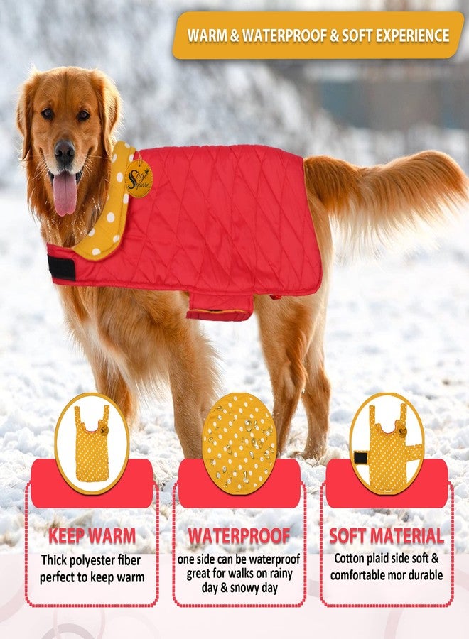 Sage Square Dog Fleece Jacket Reversible Dog Vest Waterproof, Windproof Cold Weather Dog Clothes Pet Apparel for Dogs (Yellow and Red) (Large) (24 Inches) - Image 2